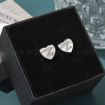 Серьги-гвоздики из латуни с микропаве из прозрачного кубического циркония EJEW-K299-01P-Z-1