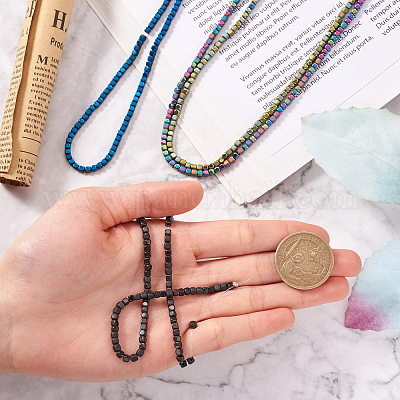 4 прядь 4 цвета вакуумное покрытие pvd гальваническое немагнитное синтетическое гематитовое бусины пряди G-FW0001-16-1