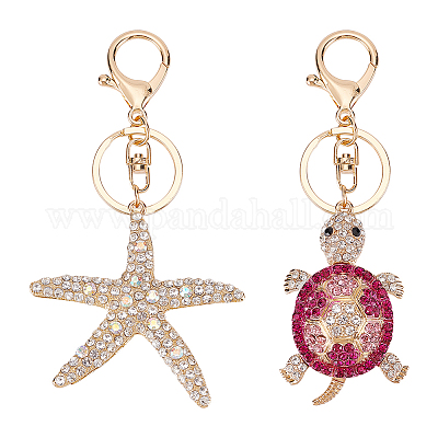 2шт 2 стиля цветной брелок с подвеской из страз KEYC-WR0001-37-1