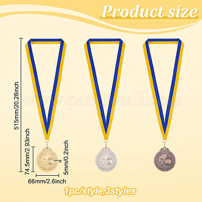 3шт 3 цвета сплав наградная баскетбольная медаль AJEW-FG0003-35-1