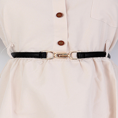 Поясной ремень из искусственной кожи с пряжками из сплава&nbsp;AJEW-LP0007-46B-1