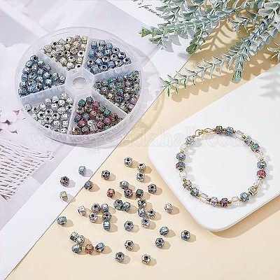 210 шт. 6-х цветные гальванизированные бусины из натуральной лавы G-OC0001-97-1