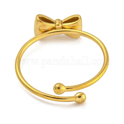 Регулируемое кольцо-бантик из нержавеющей стали 304 для женщин RJEW-U015-08G-1