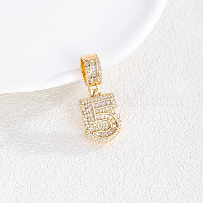 Европейские подвески из латуни с прозрачным кубическим цирконием KK-R003-01G-05-1