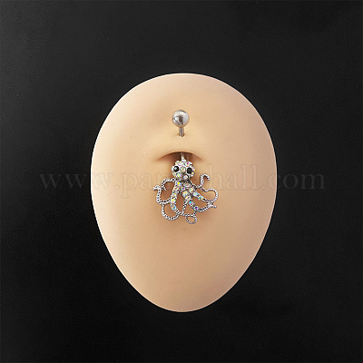 Кольца для живота в виде штанги из хирургической нержавеющей стали 316l с микропрорезью и прозрачным кубическим цирконием FS-WG2C48B-02-1