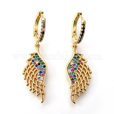 Латунные болтающиеся серьги обруча EJEW-F190-12G-1