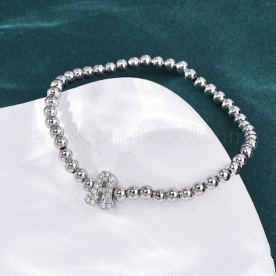 Латунные круглые бусины эластичные браслеты BJEW-A034-05P-1