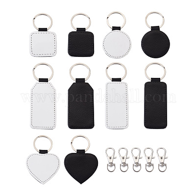 10PCS Sublimation Blanks Keychain Glitter PU Leather Keychain Heat