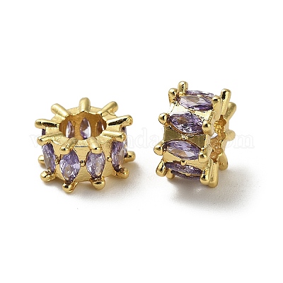 Латунные микро проложить кубического циркония бусы KK-B142-13B-02G-1