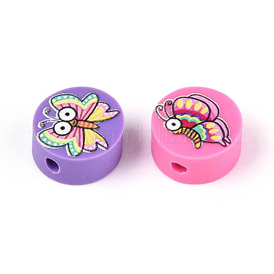 Печатные бусины из полимерной глины ручной работы CLAY-T022-12L-1