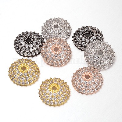 Безлепестковый полукруглый / купольные латунные микро проложить кубического циркония крышки шарика ZIRC-D063-1