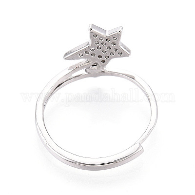 Регулируемые оправы колец в форме звезды из латуни с микропаве из прозрачного кубического циркония KK-T076-51P-1