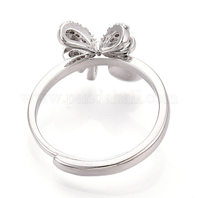 Закрепка колец для чашек с бантом из латуни с микропаве из кубического циркония KK-N274-25P-1