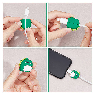 30 шт. 15 стили авокадо яйцо лапа принт силиконовые мультяшные протекторы для кабеля SIL-GO0001-34-1