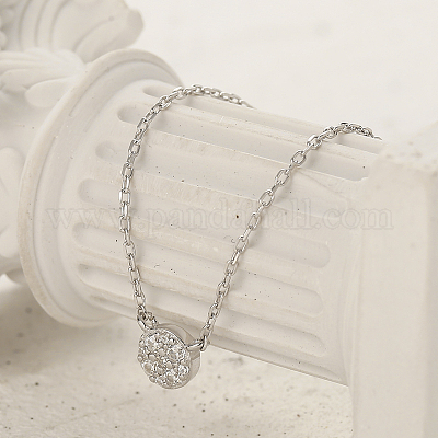 S925 стерлингового серебра микропаве прозрачные кубические цирконии круглые подвески ожерелья для женщин SA9536-3-1