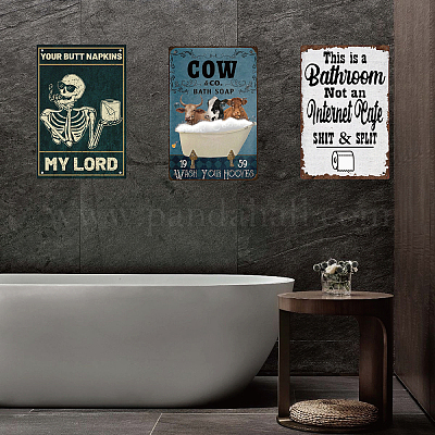 Superdant mucca targhe in metallo in metallo vintage divertente animale  vasca da bagno arte del bagno