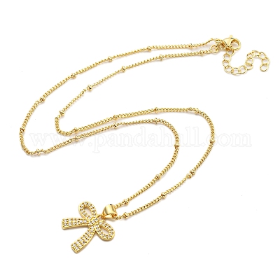 Ожерелья с подвесками из латуни с прозрачным кубическим цирконием NJEW-M220-05A-G-1