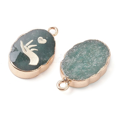 Овальные подвески из натурального зеленого авантюрина G-C102-07G-05-1