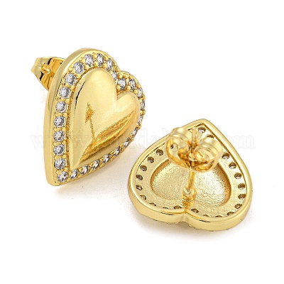 Серьги-гвоздики из латуни с микропаве из прозрачного кубического циркония EJEW-I313-14G-01-1