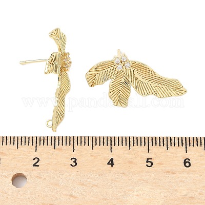 Латунные микро-паве прозрачные серьги-гвоздики из циркония KK-Z106-02G-04-1