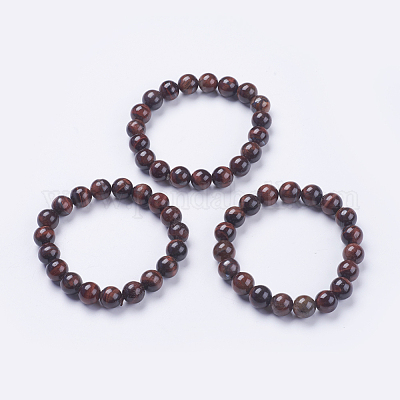 Естественно тигровый глаз бисером браслеты простирания&nbsp;BJEW-I253-10mm-13-1