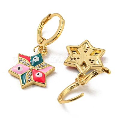 Серьги с подвесками из латуни с покрытием из настоящего 18-каратного золота EJEW-A033-19G-04-1