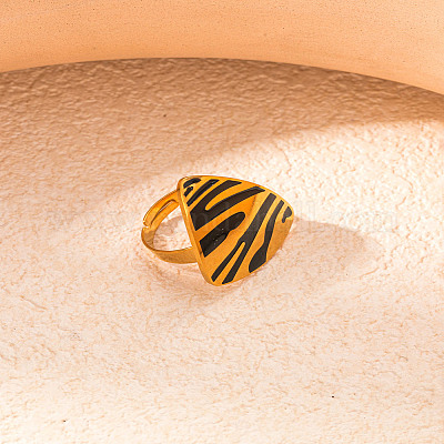 Кольца для пальцев из нержавеющей стали 304 с треугольным леопардовым принтом FS-WGB4C4F-03-1