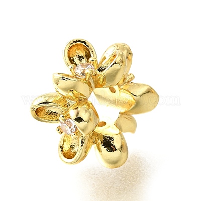 Латунь микропаве прозрачный кубический цирконий европейский бисер KK-V008-15G-1