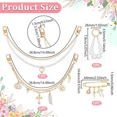 4 шт. 4 стиля 304 нержавеющая сталь цепочки сумка декоративные цепочки и наборы брошей HJEW-UN00078-1