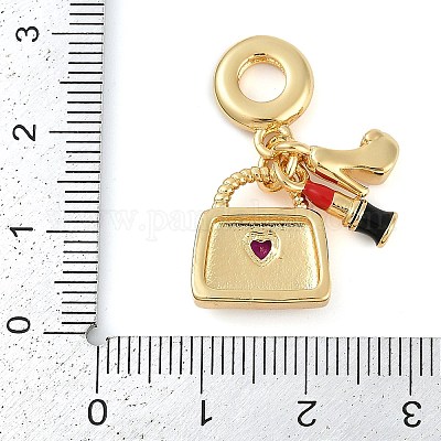 Стойка покрытие латунь прозрачный кубический цирконий макияж европейские подвески-шармы KK-P287-34C-G-1