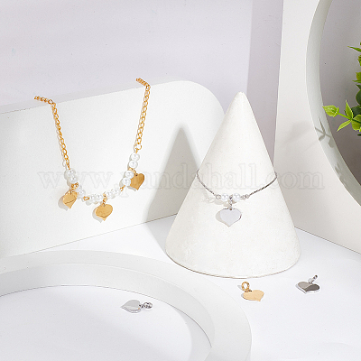 4 набор двухцветных европейских подвесок-шармов из нержавеющей стали 304 с возможностью гравировки FIND-BC0004-31-1