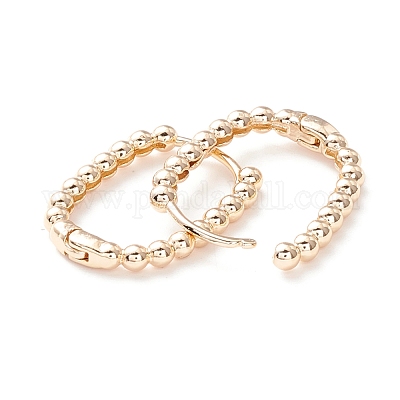 Овальные серьги-кольца Huggie с латунным покрытием и бусинами KK-D069-07G-RS-1