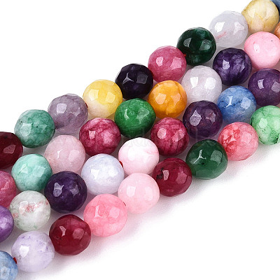 Окрашенные природные белый нефрит бисер пряди G-T139-6mm-60-04-1