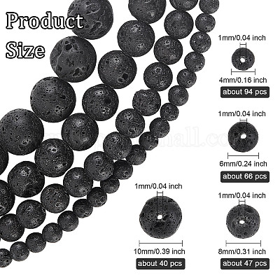 Natural Lava Beads: Black Volcanic Rock Beads 4mm 6mm 8mm 10mm