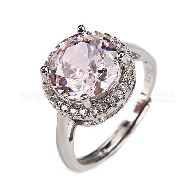 925 перстень из стерлингового серебра с паве из кубических цирконий RJEW-C138-01C-02-1