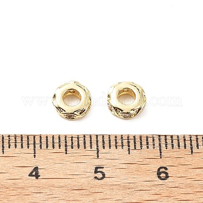 Плоские круглые латунные микропрозрачные прозрачные кубические циркониевые бусины-разделители KK-L237-016G-1