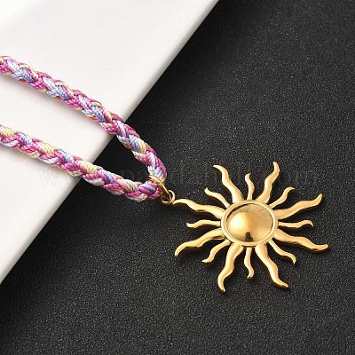 Женские ожерелья с подвеской в виде солнца из нержавеющей стали 304 NJEW-F349-01G-1