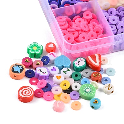 Clay Beads Set For Jewelry Making Diy Beaded Bracelet Necklace Accessories  Kit Cute Fruit Smile Resin Beads Handmaking Bead Set