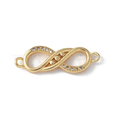 Шармы-соединители из латуни с микропаве из прозрачного кубического циркония KK-Q044-01F-G-1