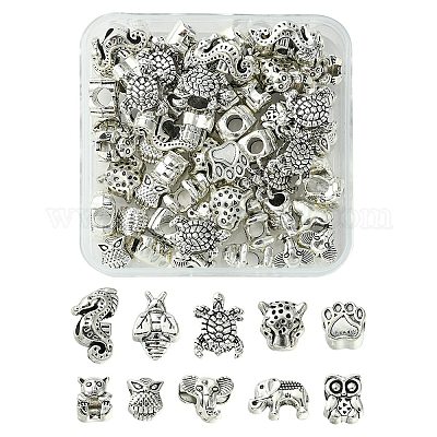 60шт 10 стиля европейские бусины из сплава в тибетском стиле TIBEB-FS0001-03-1