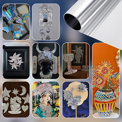 工芸用絵画エンボス加工用アルミホイル紙ロール 銀 400x0.07mm 5 m