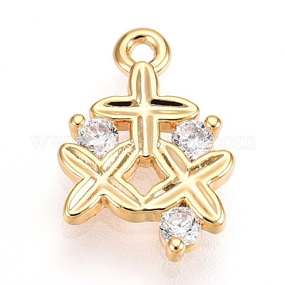 Латунные микропаве прозрачные подвески с фианитом KK-T075-20G-1