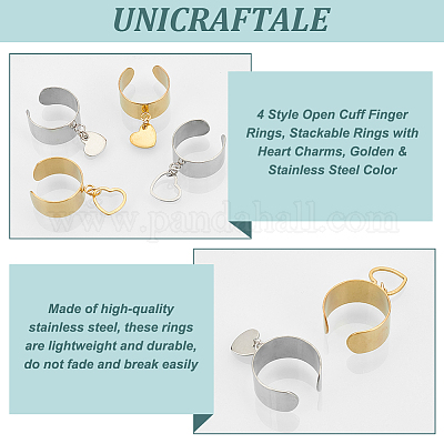 8 шт. 4 кольца-манжеты из нержавеющей стали 304 в открытом виде RJEW-UN00003-1