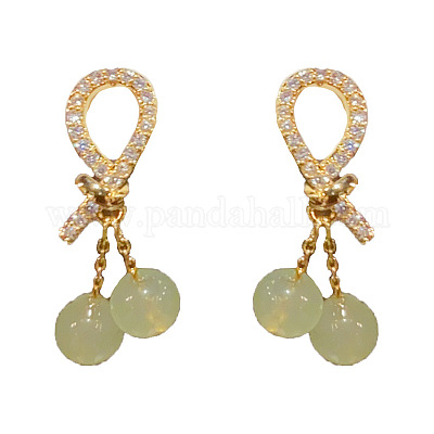 Серьги-гвоздики с круглыми подвесками и микропаве из прозрачных кубических цирконий в латунной оправе FS-WGC5F67-03-1