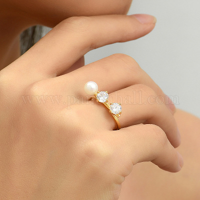 Простые латунные кольца с паве из кубического циркония IO7806-1