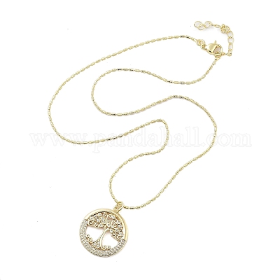 Ожерелья с подвеской из латуни с микропаве и прозрачным кубическим цирконием для женщин NJEW-M009-04G-C-1