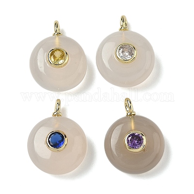 Плоские круглые подвески из натурального серого агата G-H318-01G-06-1