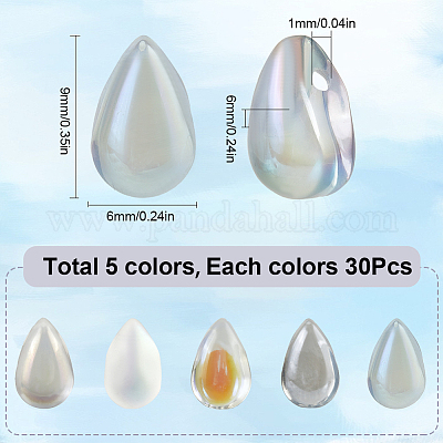 150 шт. 5 цвета прозрачные стеклянные подвески GLAA-SC0002-16A-1