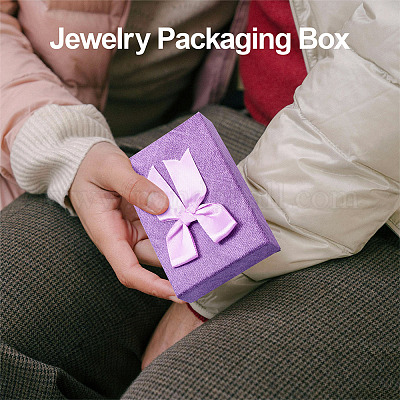 Прямоугольные бумажные подарочные коробки для хранения ювелирных изделий с бантом CON-TAC0014-12B-1