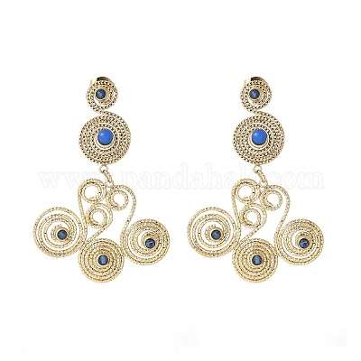 Серьги-гвоздики с подвесками из нержавеющей стали марки 304 «Вихревая спираль» EJEW-Q028-01A-G-1